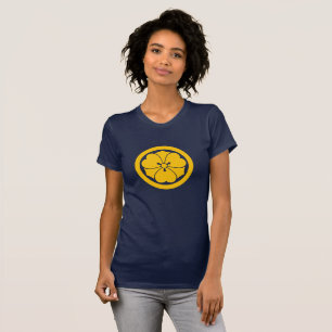 T-shirt Sakai Mon japonais samouraï clan jaune sur bleu
