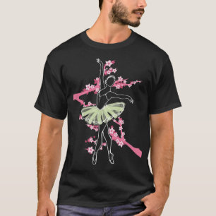 T-shirt Sakura Cherry Blossom En Pointe Danseuse Filles Fe