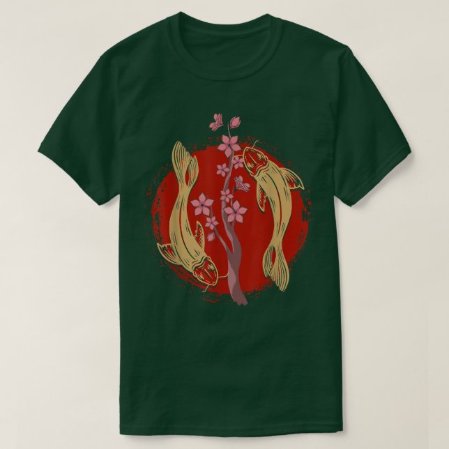 T-shirt Sakura Cherry Blossom Koi Fish Pond Nishikgoi Koi (Design devant)