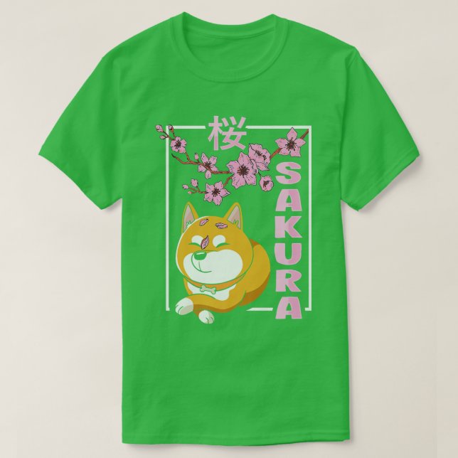 T-shirt Sakura Cherry Blossom Shiba Inu Chien Japonais Cul (Design devant)