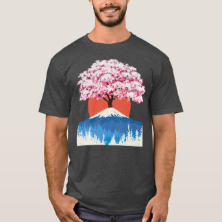 T-SHIRT SAKURA CHERRY BLOSSOM SUR LE MONT FUJI DU JAPON