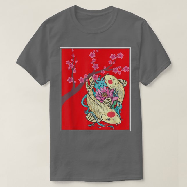 T-shirt Sakura Cherry Blossom Taisho Sanke Poisson japonai (Design devant)