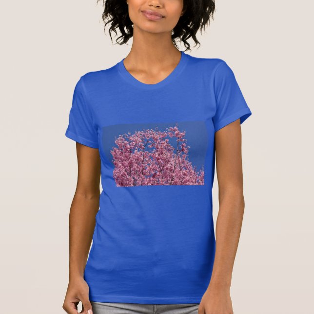 T-shirt Sakura Cherry Fleurit Dans Le Bleu (Devant)