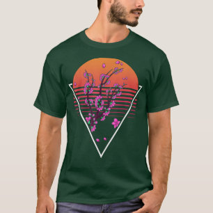 T-shirt Sakura Fleur japonaise Retro Sunset Vaporwave Cher