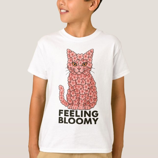 T-shirt Sakura Fleurs Chat Sentiment de Bloomie (Devant)