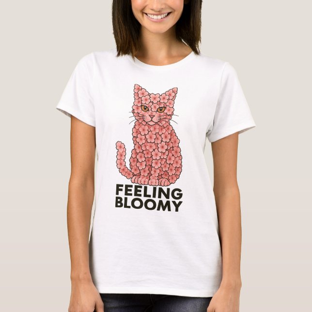 T-shirt Sakura Fleurs Chat Sentiment de Bloomie (Devant)