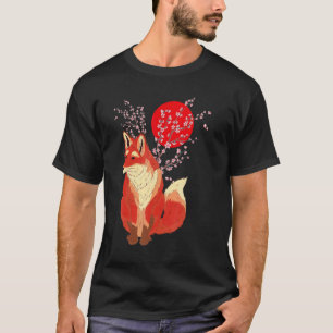 T-shirt Sakura Forêt Naturelle Cerveau Fleur Renard