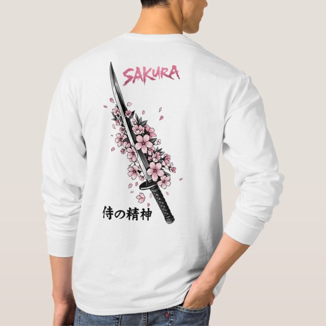 T-shirt Sakura Katana Japanese Aesthetic Streetwear (Dos)
