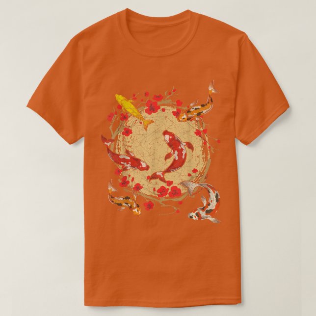 T-shirt Sakura Koi Poisson Étang Cerisier Fleur Taisho San (Design devant)