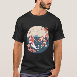 T-shirt Sakura Koi Poisson Pétales Élégance Japonaise