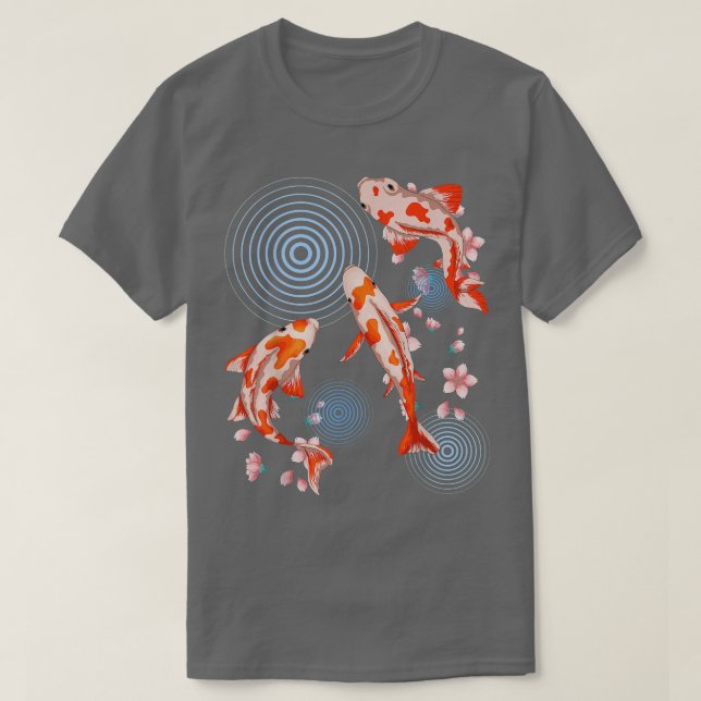 T-shirt Sakura Poisson japonais fleurs de cerisier Nishiki (Design devant)