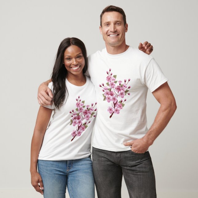 T-shirt Sakura rose sur la peinture Arrière - plan (Unisexe)