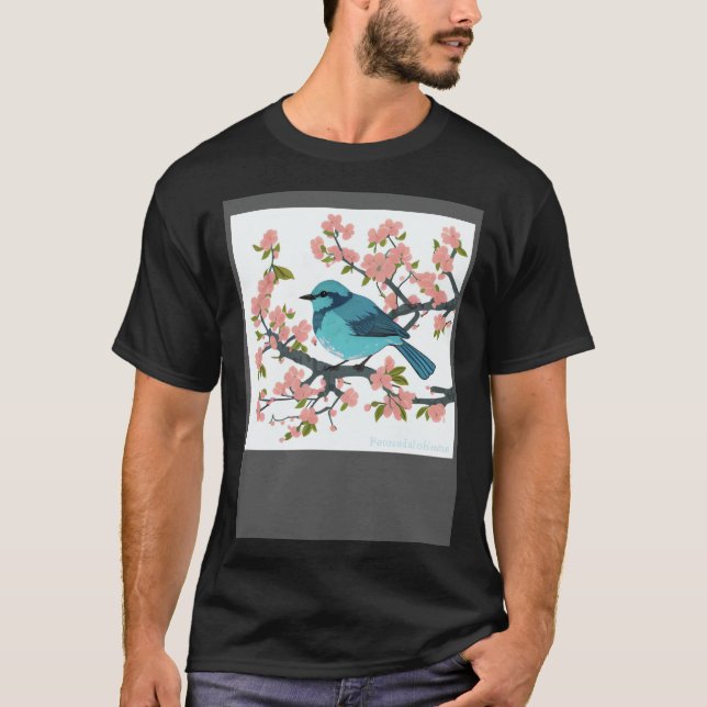 T-shirt Sakura Songbird in Bloom  Serene Spring (Devant)