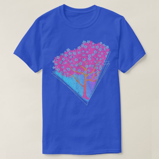 T-shirt Sakura Synthwave Japon Vaporwave 90s Art Cherry Bl (Design devant)