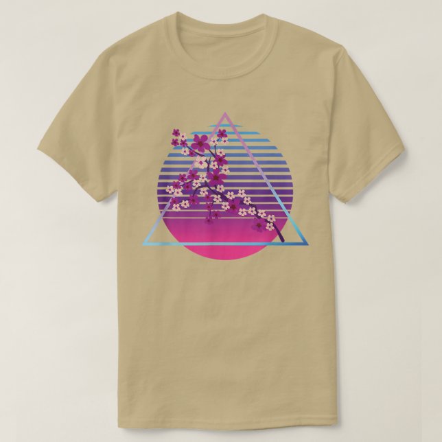 T-shirt Sakura Synthwave Japonaise Fleur Vaporwave Cerise (Design devant)