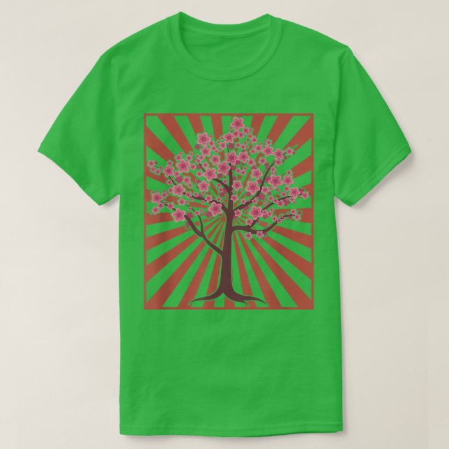 T-shirt Sakura Tree Fleur japonaise Japon Cerisier rose Bl (Design devant)