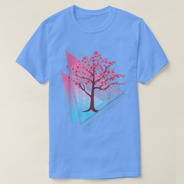 T-shirt Sakura Tree Japon Rétro 80s Art Vaporwave Cherry B (Design devant)