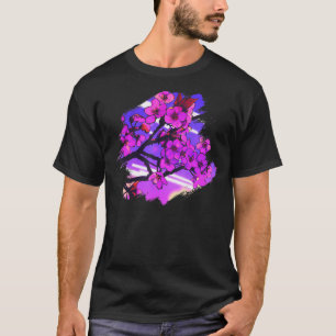 T-shirt Sakura Tree Vaporwave Japonais Cherry Blossom Synt