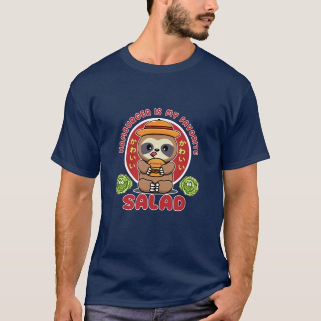 T-shirt Salade de hamburger Cute Kawaii (Devant)