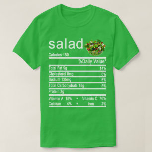 T-shirt salade étiquette de la valeur nutritive