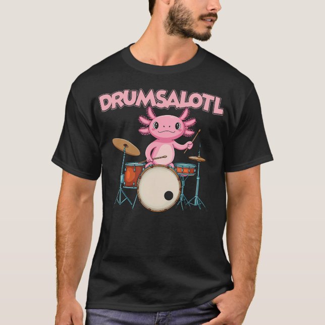 T-shirt Salamander Drummer Amphibian Drums Drumsalotl Funn (Devant)
