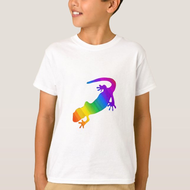 T-shirt Salamandre rayée arc-en-ciel (Devant)