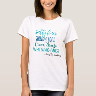T-shirt salé de citation de plage d'océan