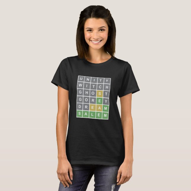 T-shirt Salem Massachusetts Wordle Puzzle (Devant entier)
