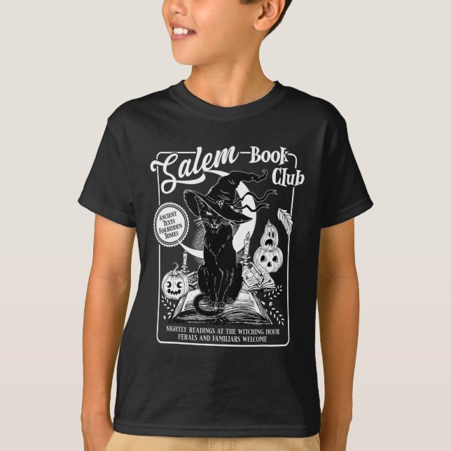 T-shirt Salem Witch Bookish Retro Halloween Blac (Devant)
