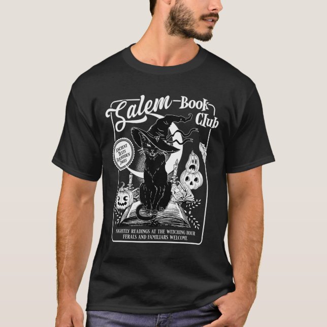 T-shirt Salem Witch Bookish Retro Halloween Blac (Devant)