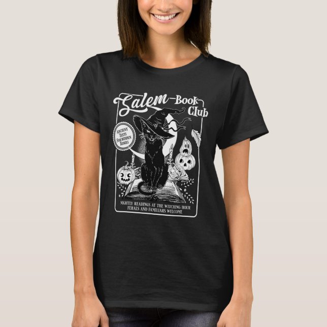 T-shirt Salem Witch Bookish Retro Halloween Blac (Devant)