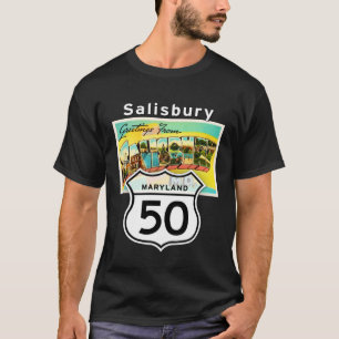 T-shirt Salisbury Maryland MD US 50 Grande Lettre Voyage P