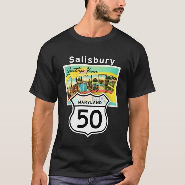 T-shirt Salisbury Maryland MD US 50 Grande Lettre Voyage P (Devant)