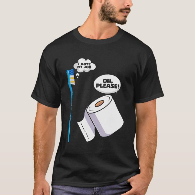 T-shirt Salle de bain Toilettes Brosse Toilette Papier de  (Devant)