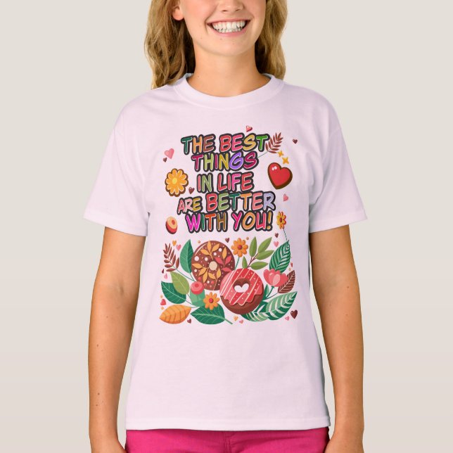 T-shirt Salle de classe Saint-Valentin Boho Donuts et fleu (Devant)
