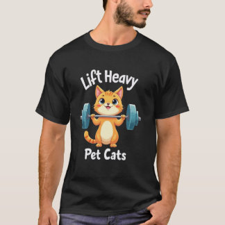 T-shirt Salle de sport amusante thème animal chat haltérop