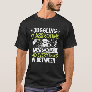 T-shirt Salles de cours jonglant avec salles de jeux et to