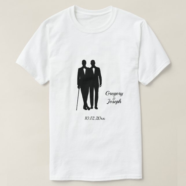 T-shirt Salles de Mariage gay avec nom et date (Design devant)