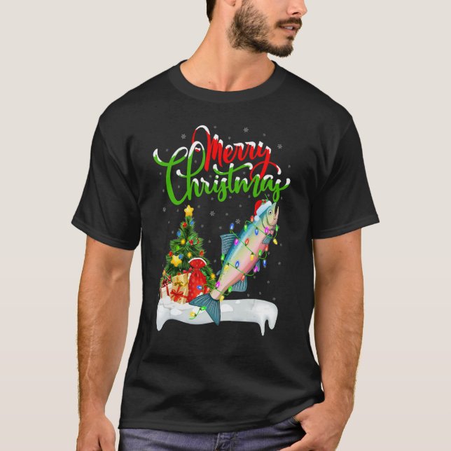 T-shirt Salmon Fish   Xmas Decorations Santa Salmon Christ (Devant)
