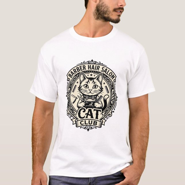 T-shirt Salon de coiffure pour hommes Chat drôle Graphique (Devant)