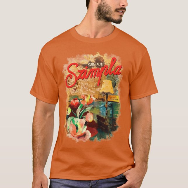 T-shirt Salon de Szimpla Ruine Pub avec des fleurs à Budap (Devant)