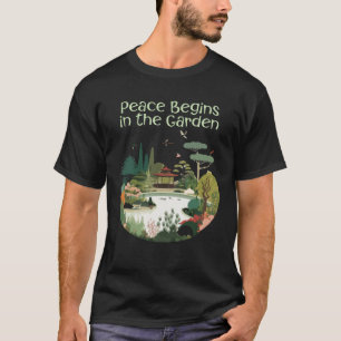T-shirt Salon de thé du jardin japonais La paix commence d