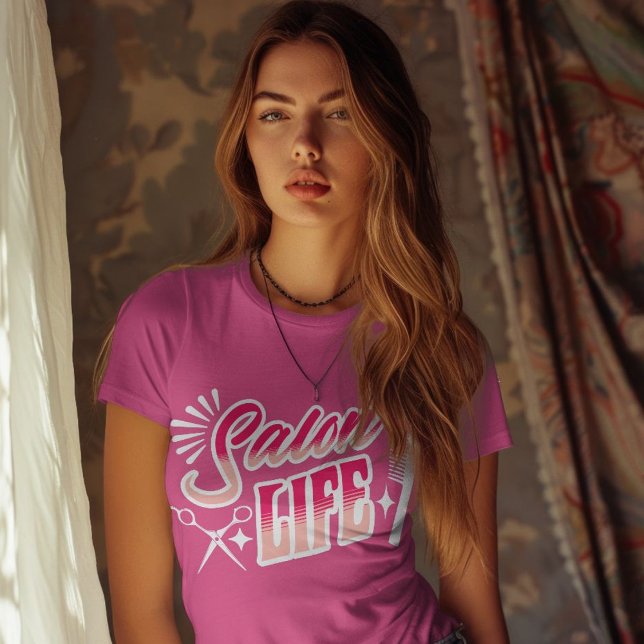 T-shirt Salon Life Hair Stylist Cadeau pour Dresser cheveu (Salon Life Hair Stylist Gift for Hair Dresser Pink T-Shirt)