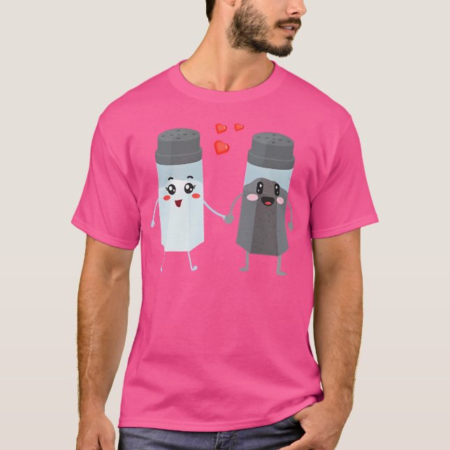 T-shirt Salt Et Poivre Shaker Couple Cadeau Pour Chefs Et  (Devant)