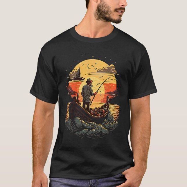 T-shirt Saltwater Fishing Trip Fisherman Fishing On Sunset (Devant)