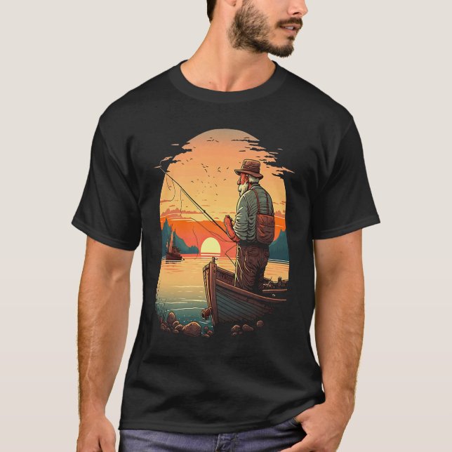 T-shirt Saltwater Fishing Trip Fisherman Fishing On Sunset (Devant)