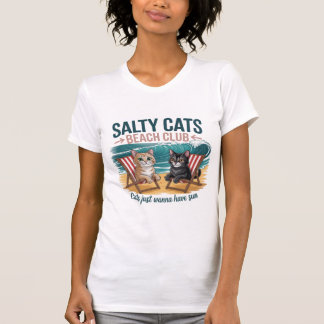 T-shirt Salty Cats Beach Club, Vacances d'Été, Chats Drôle