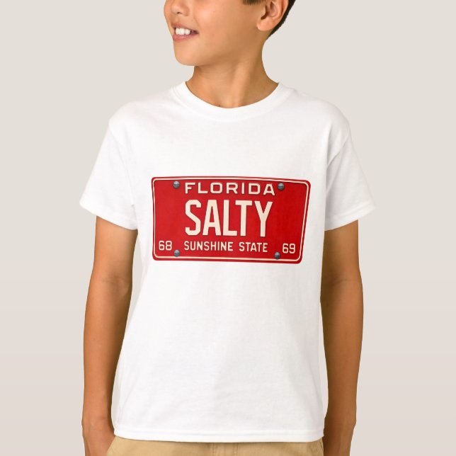 T-shirt Salty Life Retro Florida License Plate Boys Surf (Devant)