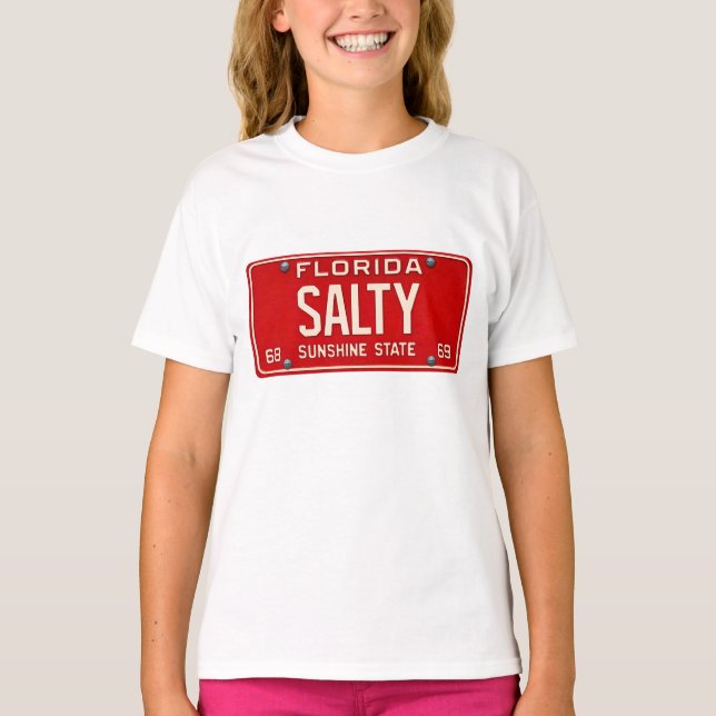 T-shirt Salty Life Retro Florida License Plate Girls Surf (Devant)