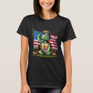T-shirt Saluer Turtle American Usa Drapeau Jour commémorat